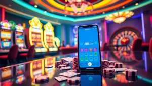 Experience the excitement of j88an.club with vibrant casino action featuring roulette wheels and slot machines.