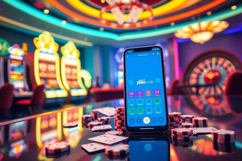 Experience the excitement of j88an.club with vibrant casino action featuring roulette wheels and slot machines.