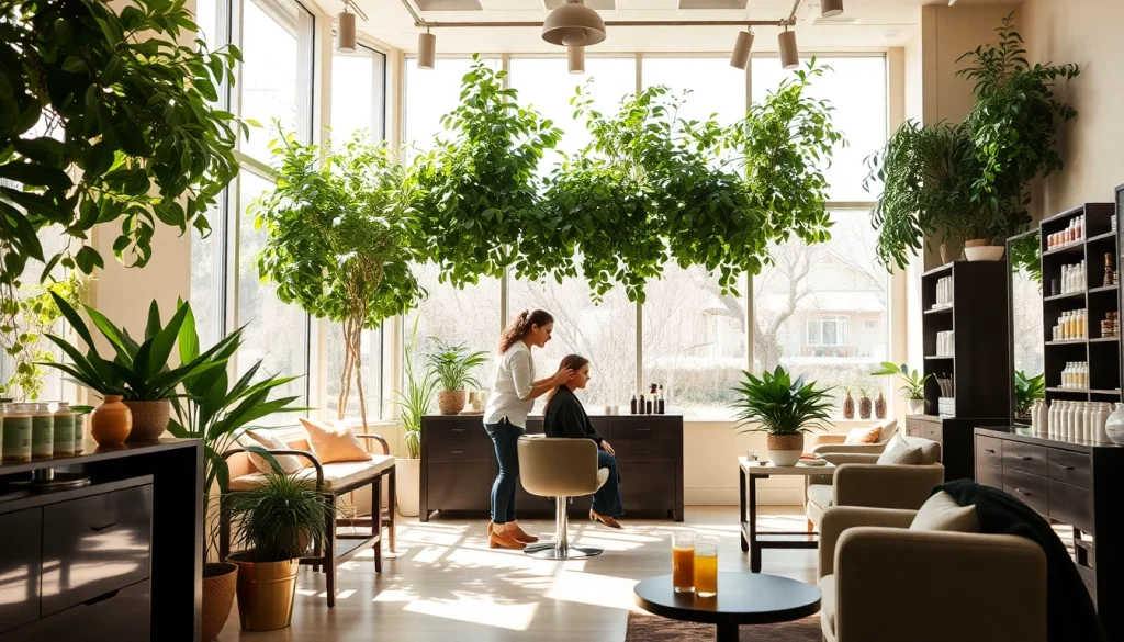 Hair salon San Diego atmosphere showcasing professional hairstyling in a tranquil setting.