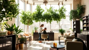 Hair salon San Diego atmosphere showcasing professional hairstyling in a tranquil setting.