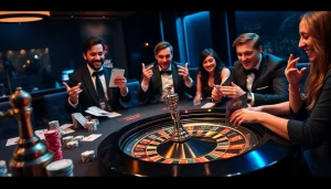 Gambling table scene showcasing poker chips, cards, and roulette wheel inspired by hidden wiki dark web.