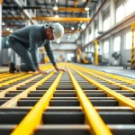 GRP Grating Supplier demonstrating quality non-slip fiberglass installation in an industrial environment.