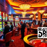 Engaging players at the slot depo 5rb area, showcasing vibrant slot machines and thrilling casino atmosphere.