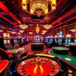 Joueurs profitant d'expériences de casino en ligne 2026 à des tables de jeu luxueuses avec des machines à sous vibrantes.