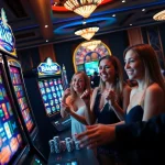 Players enjoying high RTP Pragmatic Play slots in a luxurious casino atmosphere.