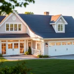 Cape Cod home addition integrates beautifully with the original structure, featuring an inviting garage.