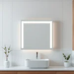 Showcase of an elegant led bathroom mirror Cabinet reflecting modern bathroom aesthetics.