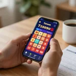 Pengalaman permainan mobile Toto Macau dengan seorang pemain yang memeriksa hasil lotere di smartphone dalam suasana yang nyaman.