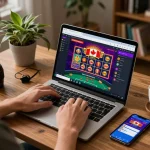 Engage with online casinos in Canada reddit by playing poker on a laptop in a cozy home office.