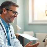 YourGP healthcare provider consulting with a patient in a warm and professional setting.