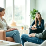 Engaging session at Donna Morgan Counselling highlighting a therapist and client in a serene environment.