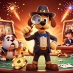 Experience the thrill of UFABET online gambling with vibrant casino characters and elements.