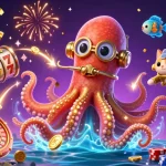 Spin the winning reels on สล็อตเว็บตรง as a colossal kraken and diving cat celebrate amidst dazzling casino treasures.