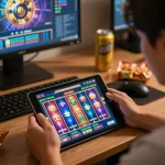 Engaging moment of online slot gacor sore ini gameplay on tablet with colorful reels