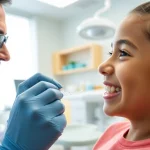 Patient receiving orthodontics care with clear aligners in a modern dental clinic.