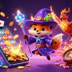 Play exciting togel games with a wizard fox and phoenix in bold 3D casino illustration