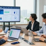Compare business SIM only deals UK in a vibrant office collaboration scene.