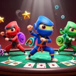 Experience thrilling gameplay at HARGATOTO with ninja chameleons around exciting poker elements.