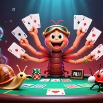 Engage in analisis odds pertandingan with a dynamic 3D casino scene featuring a unique millipede dealer.